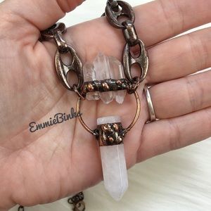 New Unique Clear Quartz & Copper Tower Point Pendant Necklace ~ Clarity Manifest